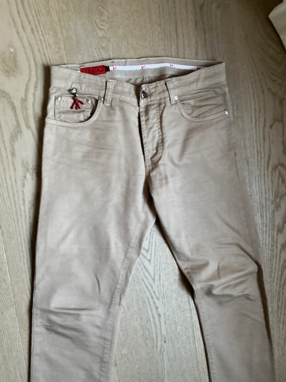 Isaia Slim Straight Men’s Jeans in Light Tan